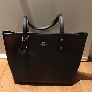 Coach Elegant Black Tote with Gold Details